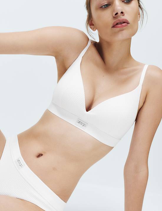 Asta Cotton Blend Non Wired Plunge Bra Set A-E