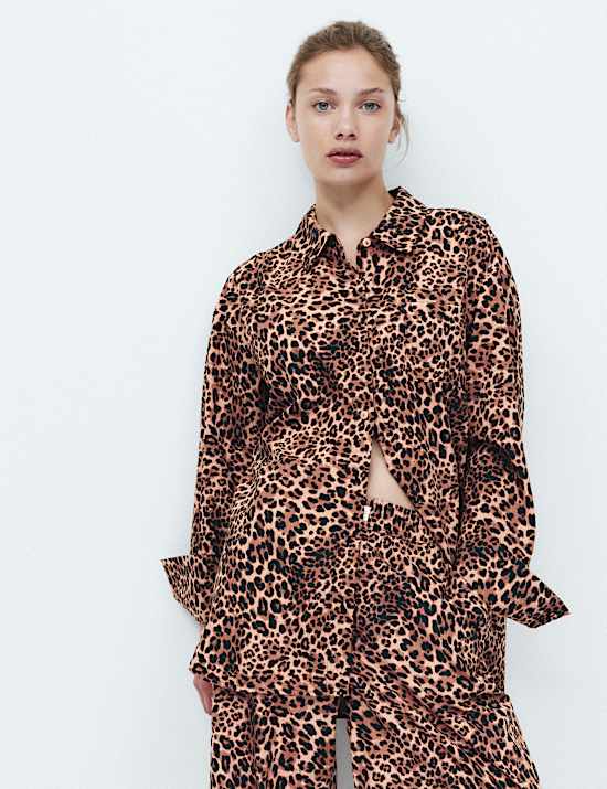 Pure Cotton Animal Print Pyjama Top & Bottom Set