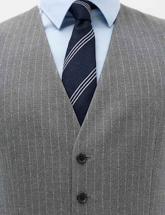 3 Piece Slim Fit Pin Stripe Stretch Suit