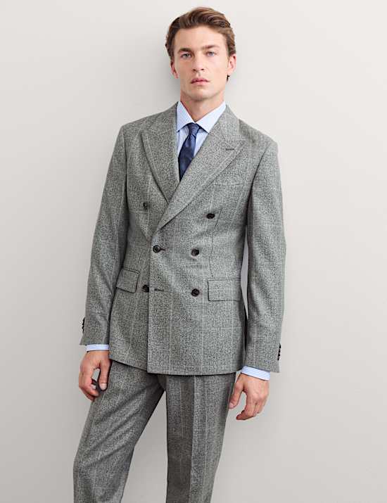 2 Piece Pure Wool Flannel Prince of Wales Check Suit