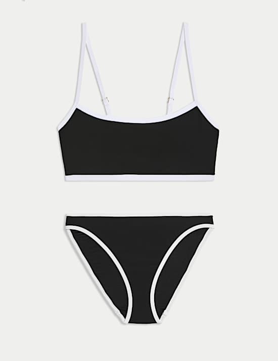 Contrast Trim Scoop Neck Bikini Set