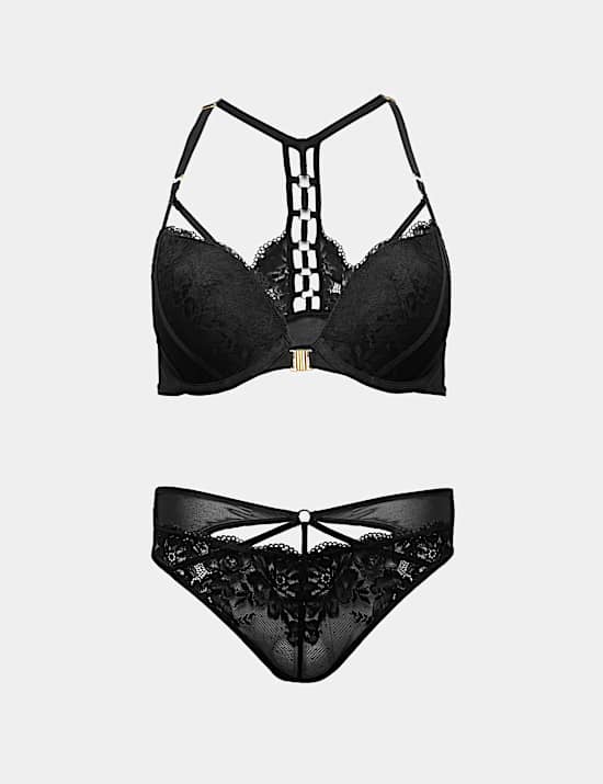 Vera Lace Wired Push Up Plunge Bra Set A-E