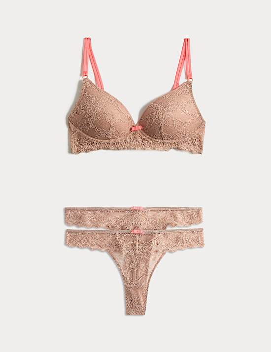 Ida Lace Non Wired Plunge Bra Set A-E