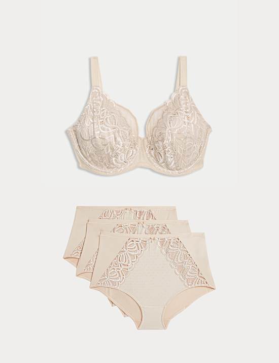 Amelia Natürlich stützender Vollschalen-BH mit Spitze im Set (F+)