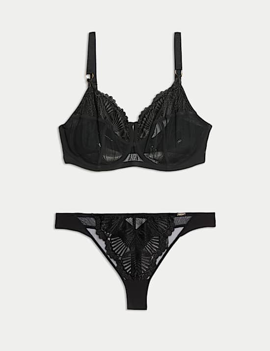 Leon Embroidery Wired Full Cup Bra Set F-H