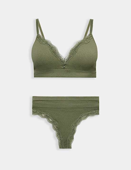 Jasmine Lace Seamfree Non Wired Plunge Bra Set A-E