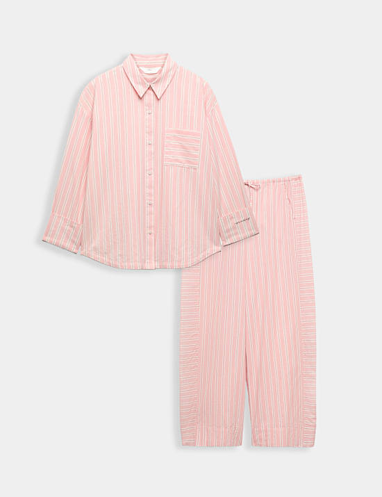Zuiver katoenen gestreepte set met pyjamashirt en -broek