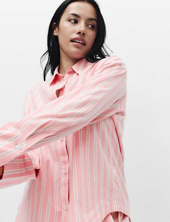 Zuiver katoenen gestreepte set met pyjamashirt en -broek