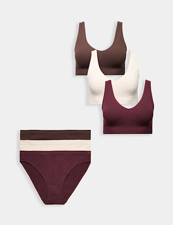 3 Pack Seamless V-Neck Crop Top Set