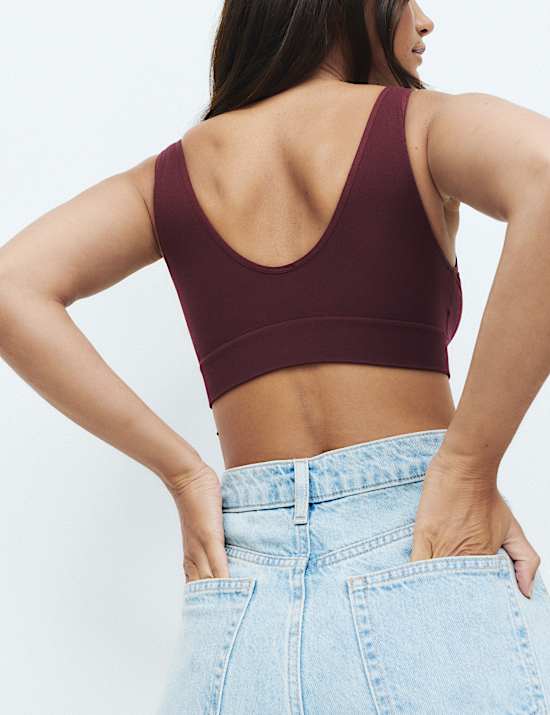 3 Pack Seamless V-Neck Crop Top Set