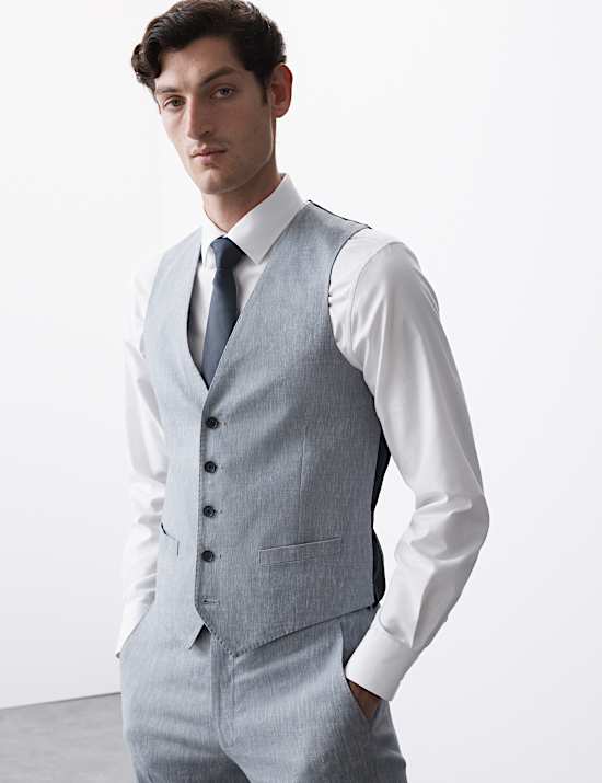 Costume coupe ajustée en lin mélangé de performance italien