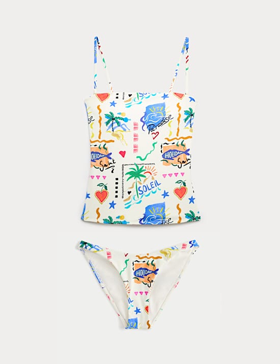 Printed Bandeau Tankini Set