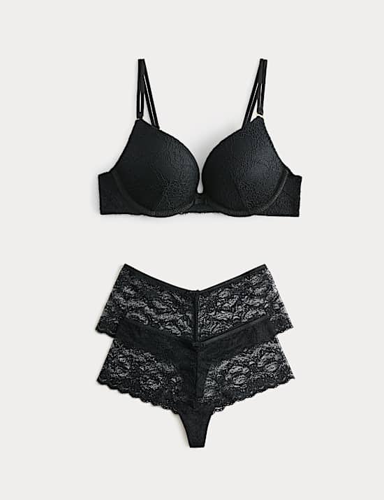 Ida Lace Wired Push-Up Plunge Bra Set A-E