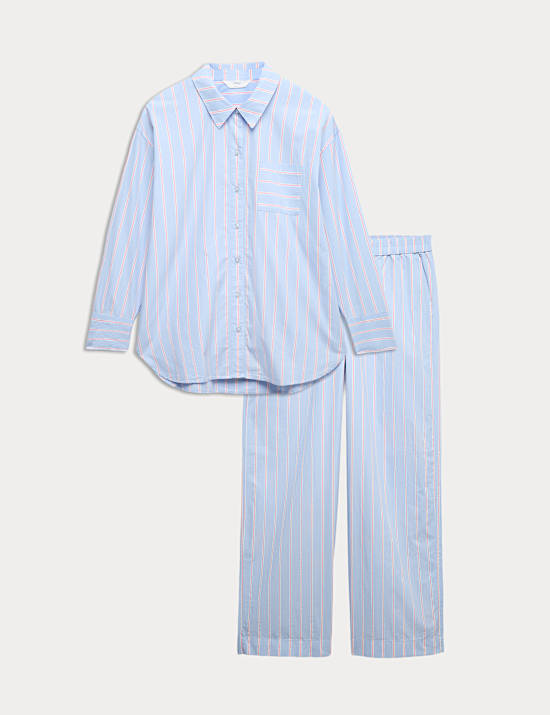 Pure Cotton Poplin Striped Pyjama Set