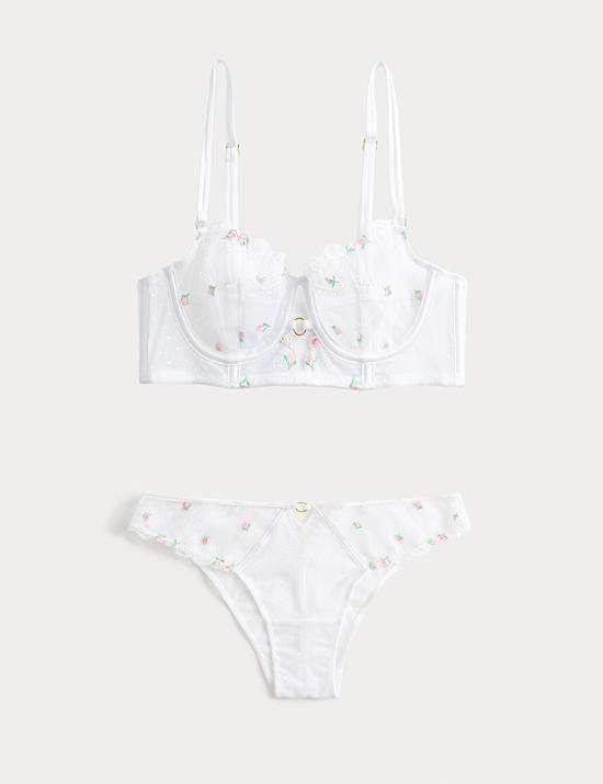 Leah Embroidery Wired Longline Balcony Bra Set A-E