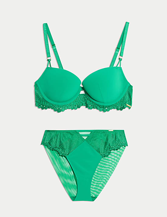 Leon Embroidery Wired Balcony Bra Set A-E