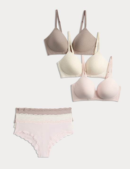3pk Non Wired T-Shirt Bras Set A-E
