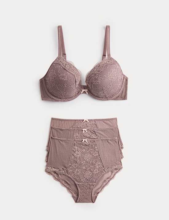 Jasmine Lace Wired Plunge Bra Set A-E