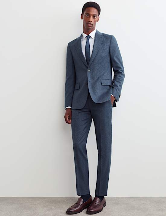 2 Piece Tailored Fit Pure Wool Moulin&eacute; Suit