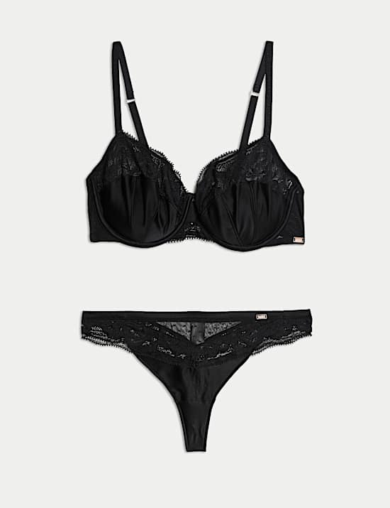 Silk & Lace Wired Balcony Bra Set