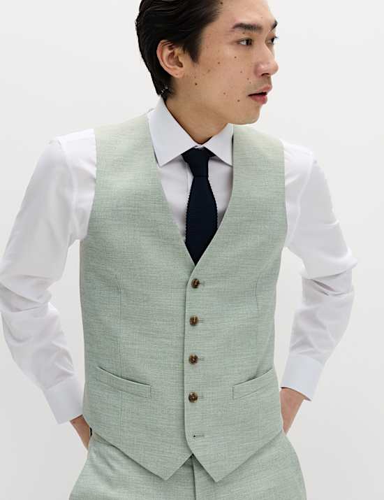 3 Piece Slim Fit Textured Stretch Suit