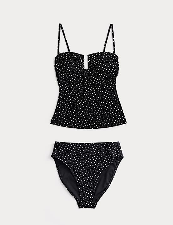 Ensemble tankini ampliforme &agrave; armatures en U et imprim&eacute; pois