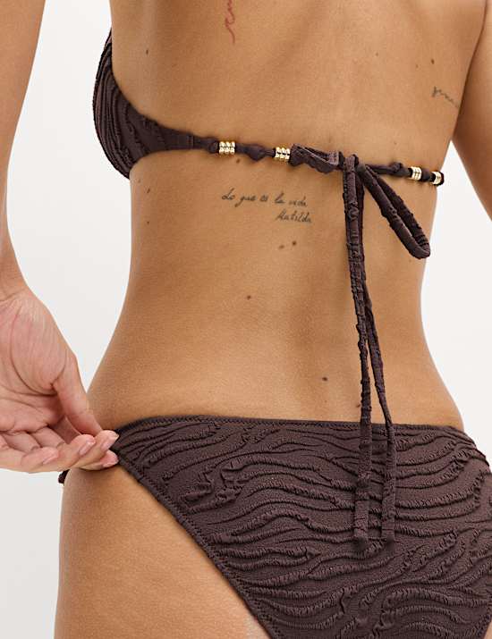 Animal Print Textured Triangle Bikini Set