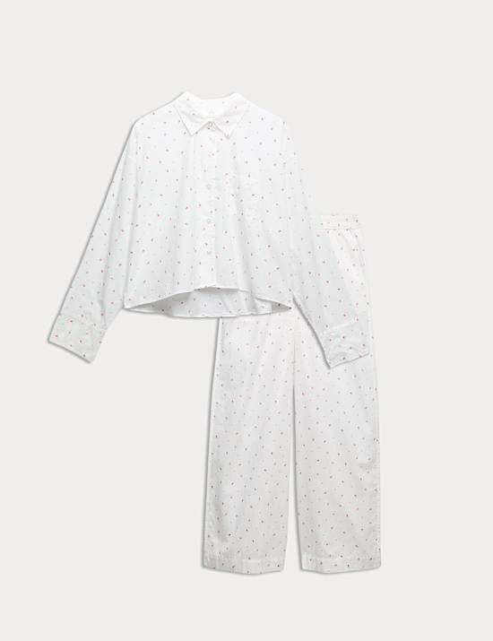 Pure Cotton Floral Cropped Lounge Pyjama Set