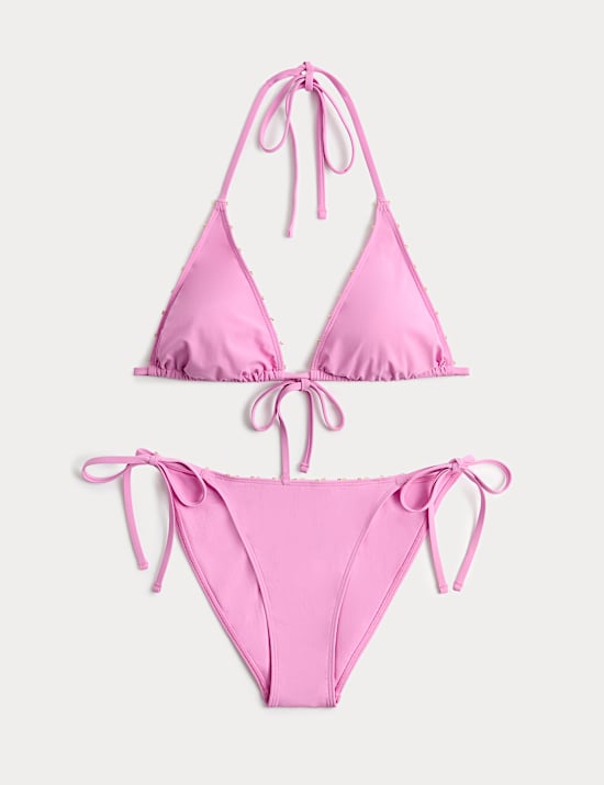 Bead Detail Triangle Bikini Set