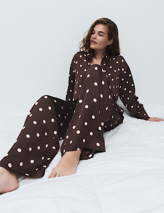 Dream Satin&trade; Printed Pyjama Shirt & Bottom Set