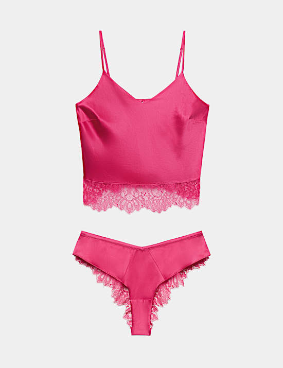 Satin & Lace Strappy Camisole Set