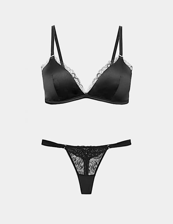 Bustier-set zonder beugel van zijde en kant (cupmaten A-E)