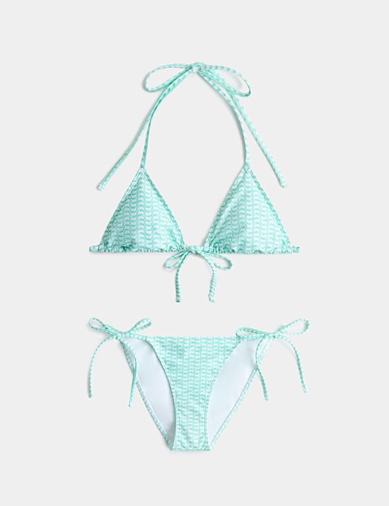 Printed Padded Halterneck Triangle Bikini Set