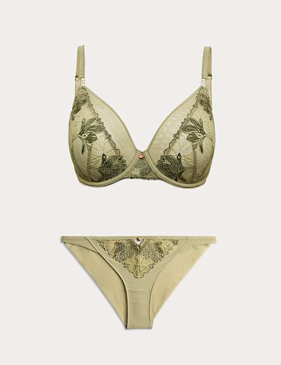 Ianthe Embroidery Wired Plunge Bra Set F-H