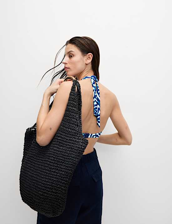 Knot Front Halterneck Plunge Bikini Set