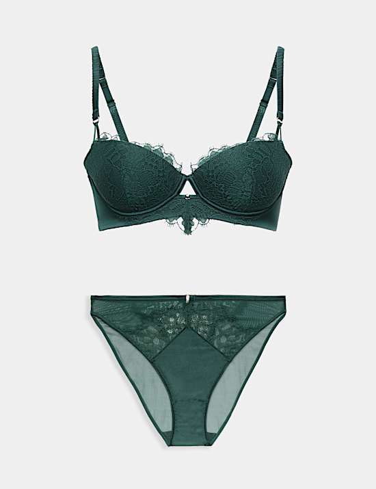 Lace Wired Balcony Bra Set A-E