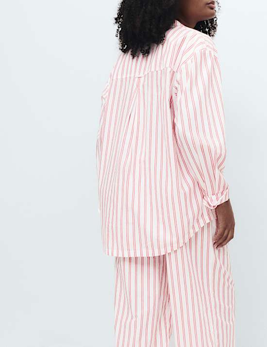 Ensemble pyjama 100 % coton &agrave; rayures chemise & bas
