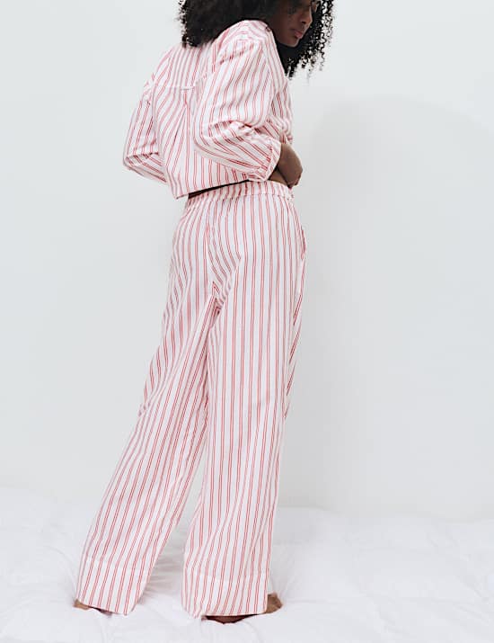 Ensemble pyjama 100 % coton &agrave; rayures chemise & bas