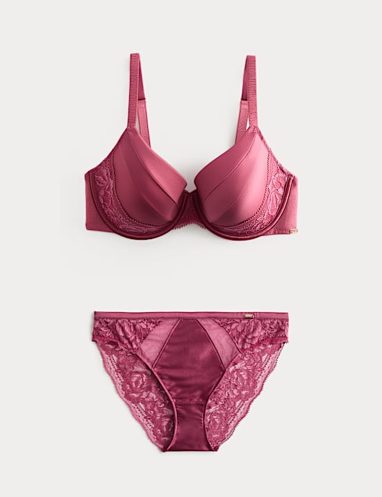 Silk & Lace Wired Full Cup Bra Set A-E