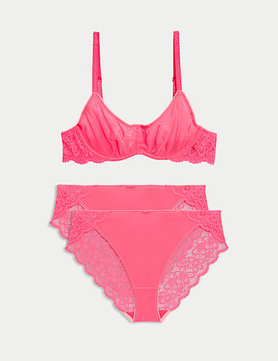 Hanna Glossie Wire Demi Cup Bra Set A-E