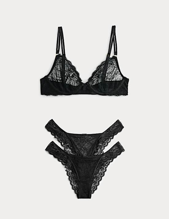 Ida Lace Wired Plunge Bra Set A-E