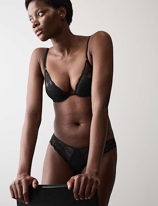 Savannah Lace Wired Plunge Bra Set A-E