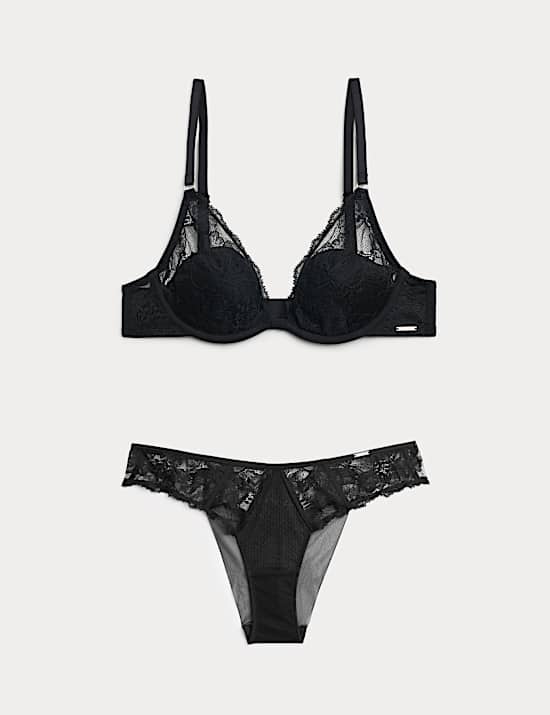 Savannah Lace Wired Plunge Bra Set A-E