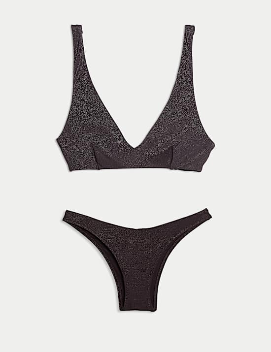 Sheen Plunge Scoop Neck Bikini Set