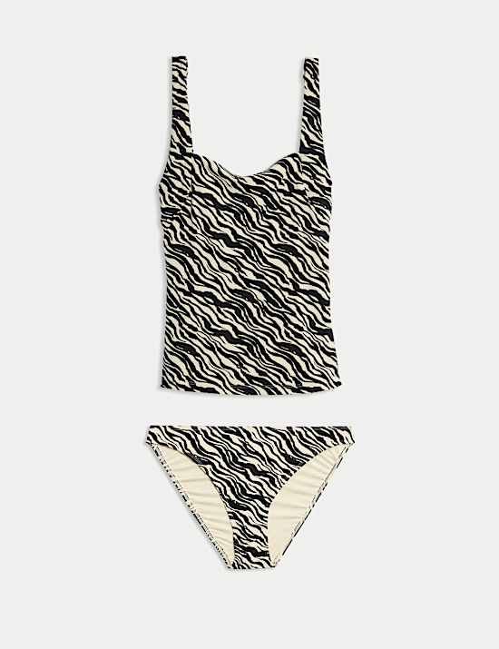 Ensemble tankini à col carré et motif fleuri