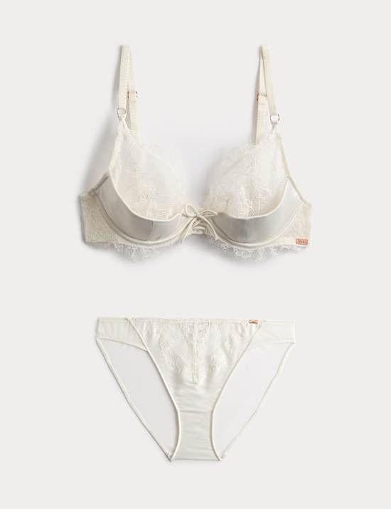 Forget Me Not Satin Wired Plunge Bra Set A-E