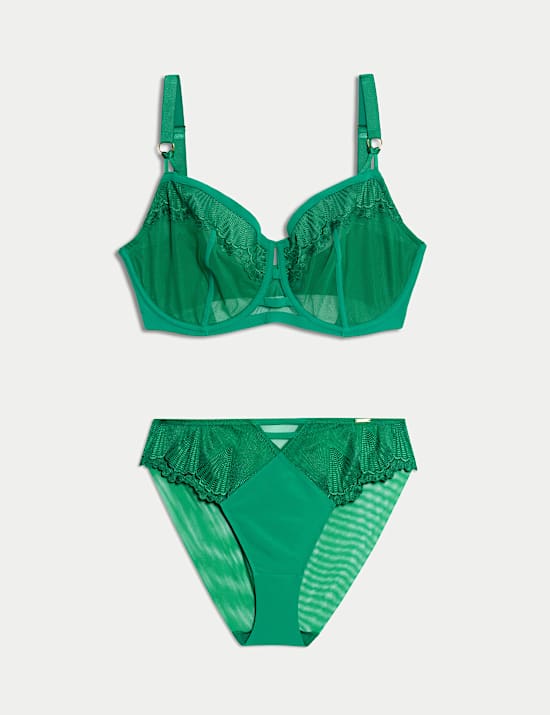 Leon Embroidery Wired Minimiser Bra Set C-G