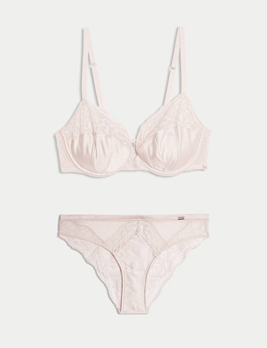 Silk & Lace Wired Balcony Bra Set