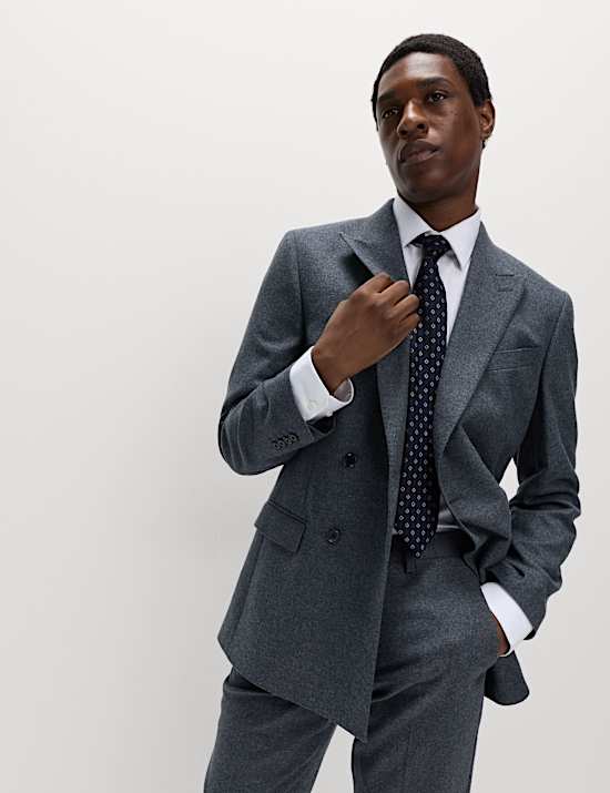Tailored Fit Wool Rich Tweed Double Breasted Suit