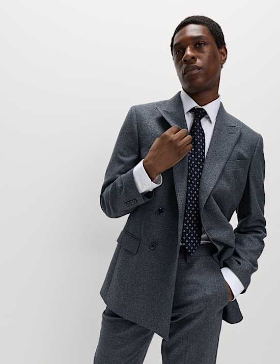 Tailored Fit Wool Rich Tweed Double Breasted Suit